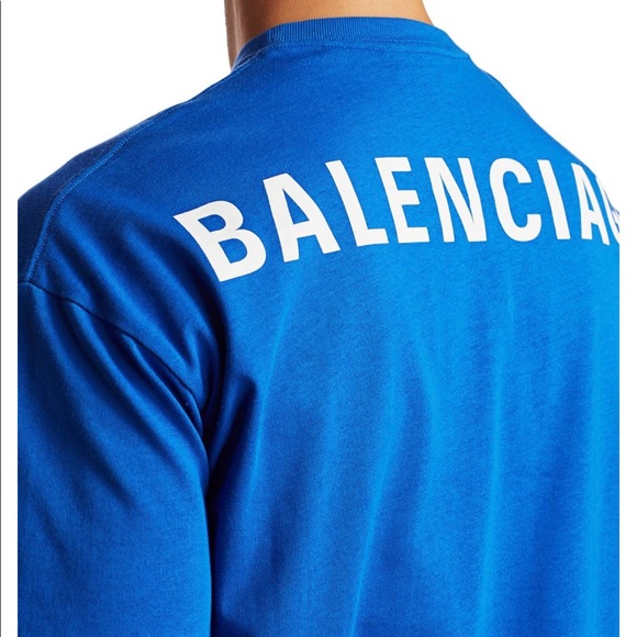 SOLD / Royal Blue Balenciaga Back Logo T-Shirt - Picture 3 of 7